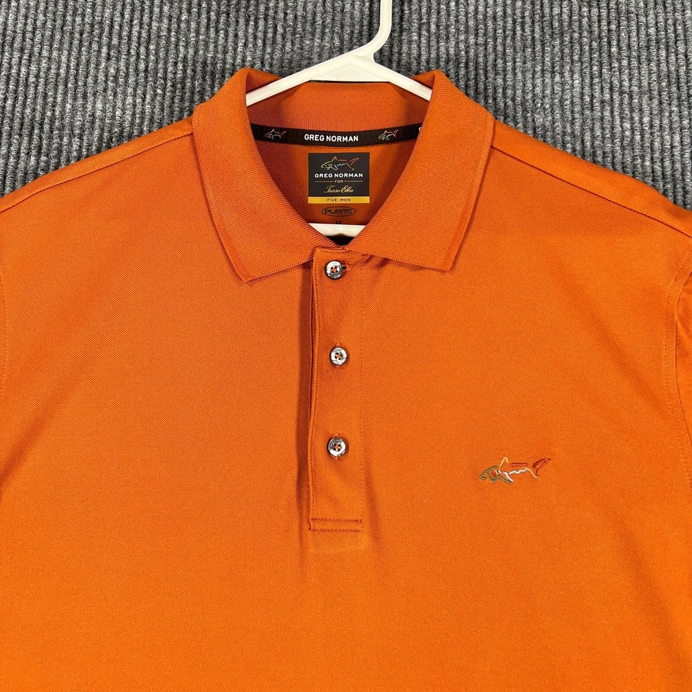 Greg Norman Polo Shirt Mens Medium Orange‎ Short Sleeve Golf Outdoor Casual